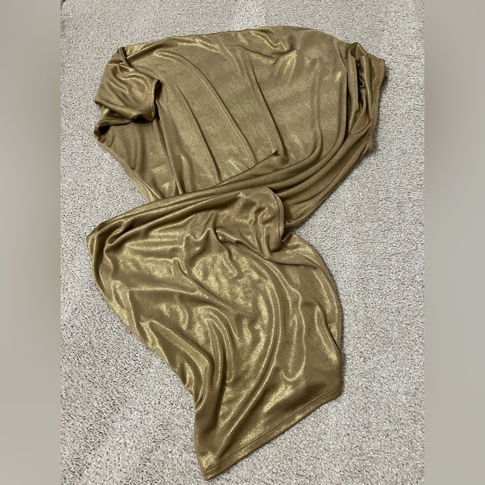 BCBGMaxAzria “Abrial” Asymmetrical Metallic Gold Cocktail Dress - Picture 9 of 10